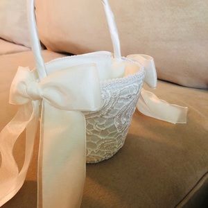 Vintage Lace Flower Girl Basket